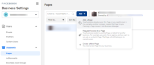 Adding Facebook Page in Business Manager