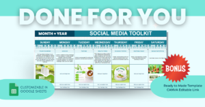 DONE FOR YOU CAlendar - Customizable in Google Sheets - Ready Made Canva Editable Link